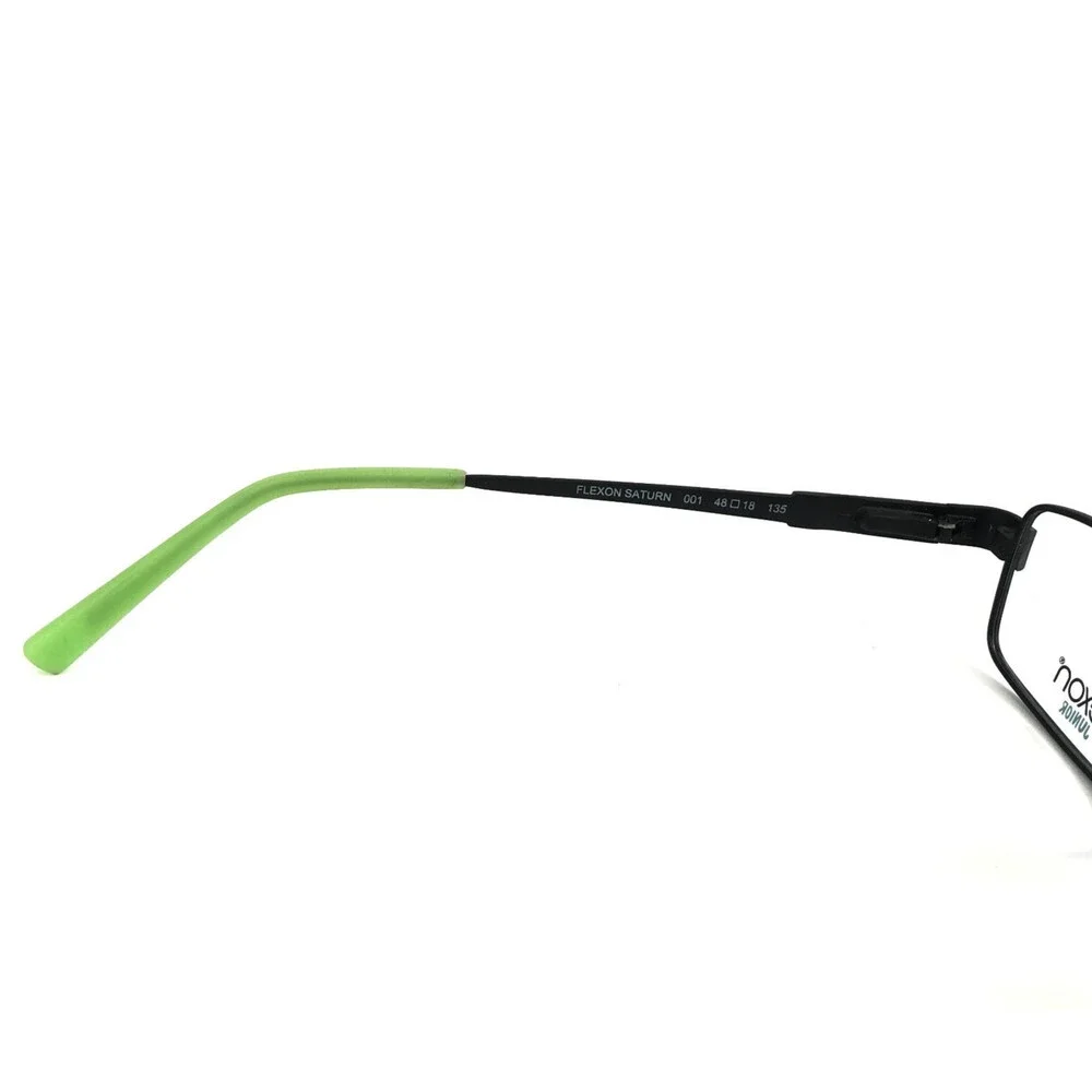 Flexon Kids Eyeglasses Frame SATURN 001 Black Green Rectangle Wire Rim 48-18-135